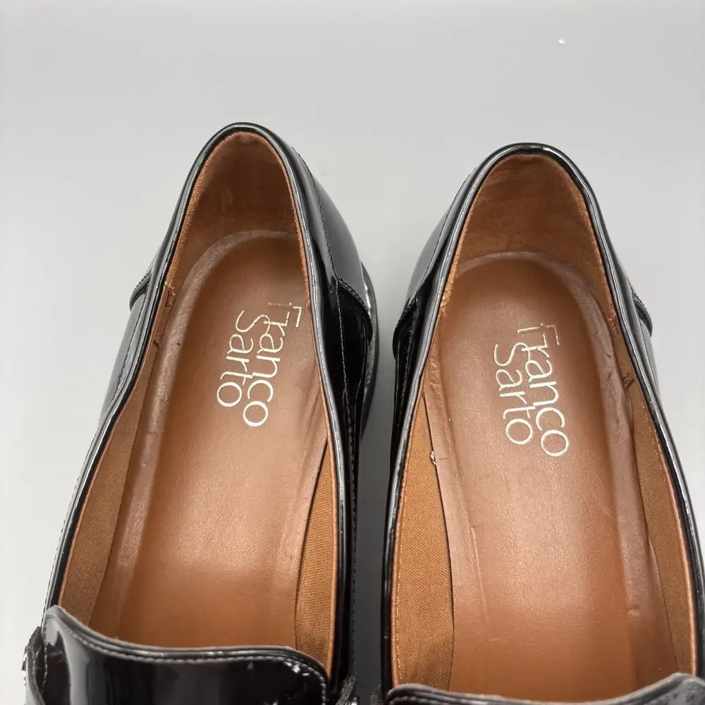 Franko Sarto Cassandra Penny Loafers Size 10 Black Patent Vegan Leather Academia